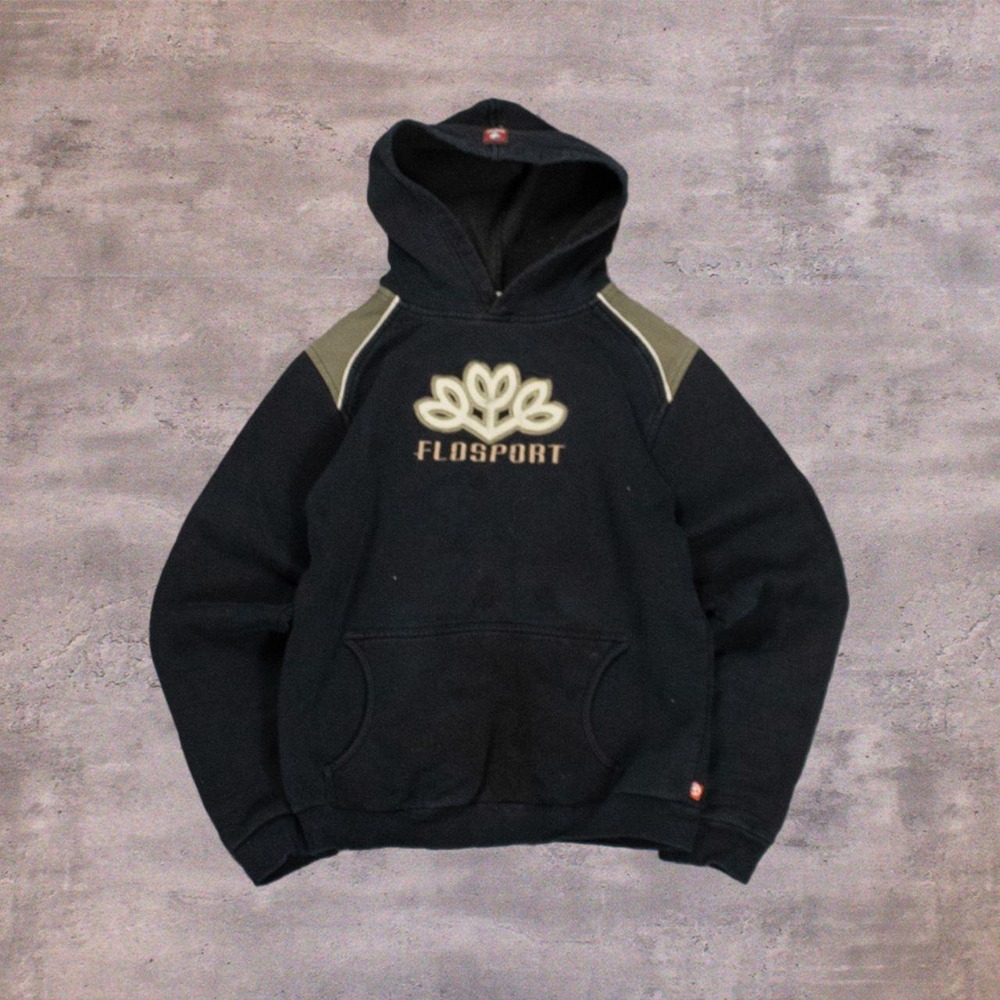 Vintage VTG Y2K 2000's 00's Floss Sports Paneled Black Hoodie
